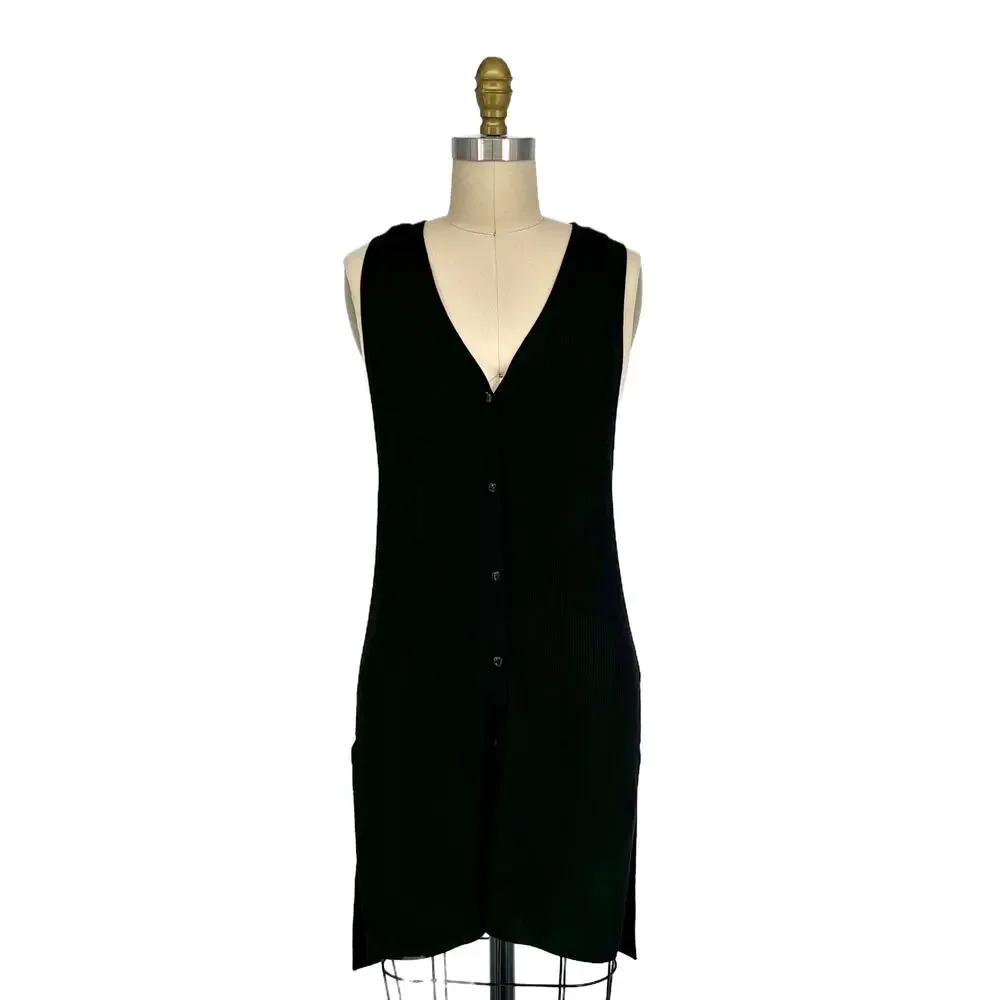 NEW & Other Stories Long Ribbed Knit Sweater Vest Top w/ Side Slits XS